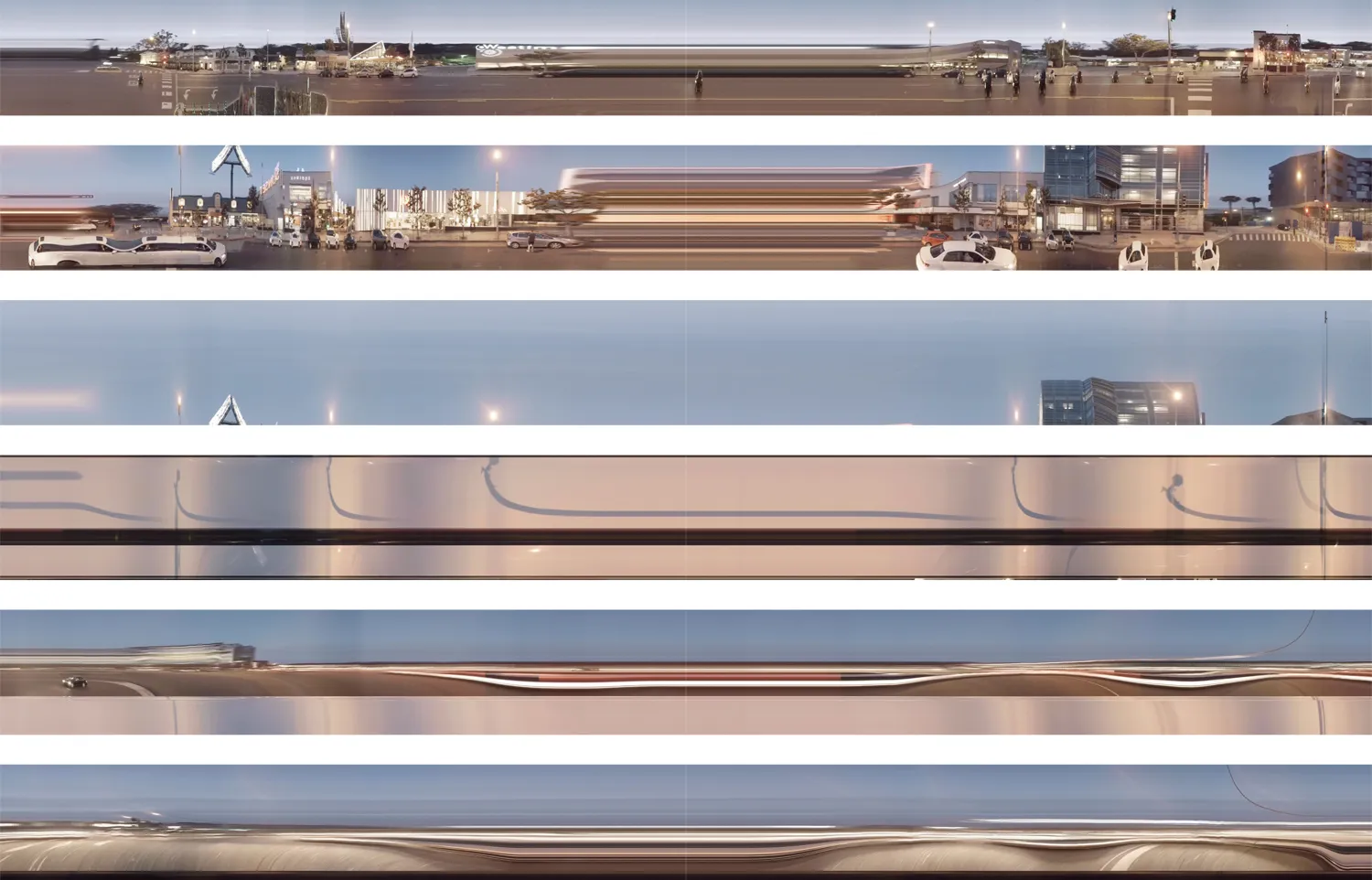 Revisited Spacetime Collage Afterglow Eastbound