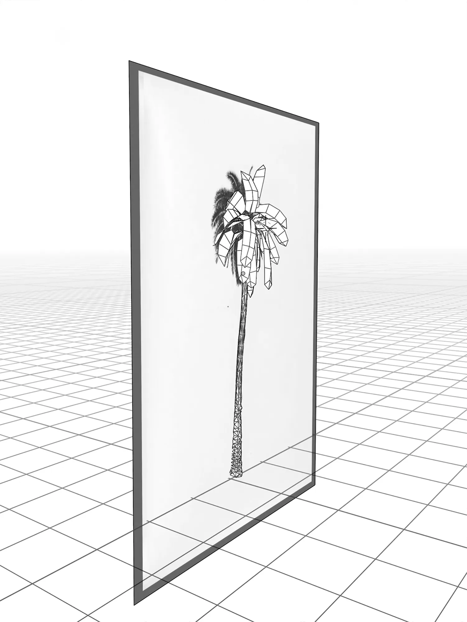 Image showing how 3D-palm tree models have been created from palm tree cut out photograph